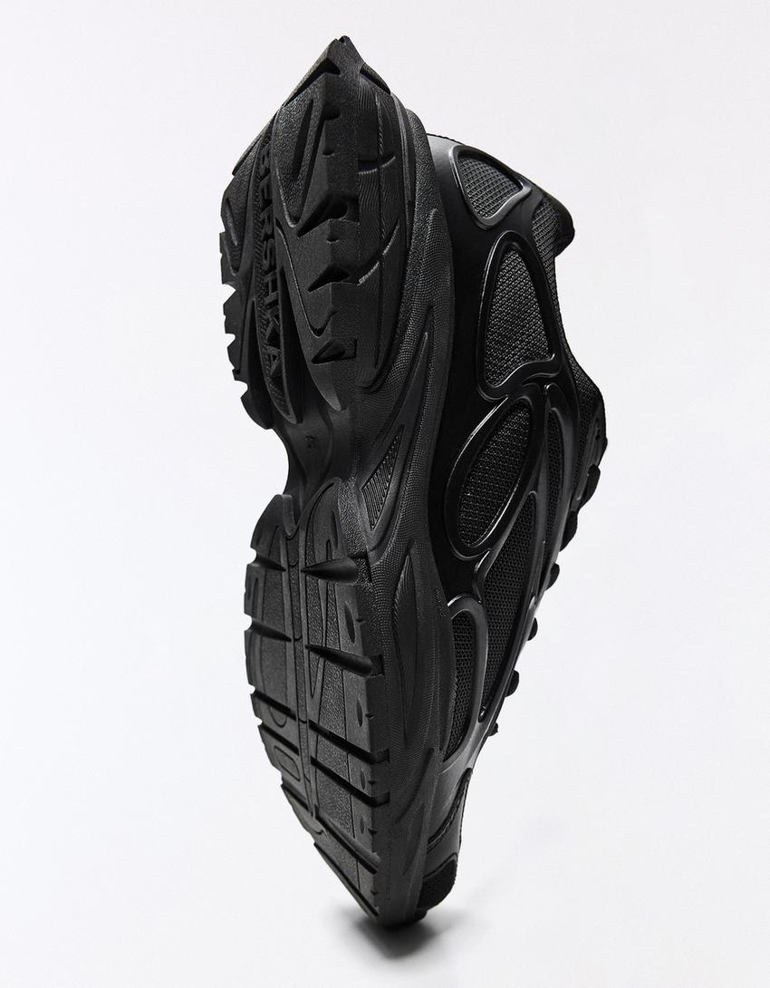 Chunky combined sneakers-BLACK