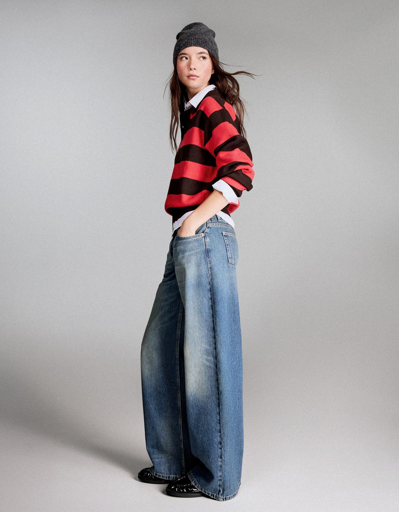 Low-rise wide-leg jeans — Light blue