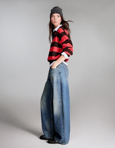 Low-rise wide-leg jeans — Light blue 4