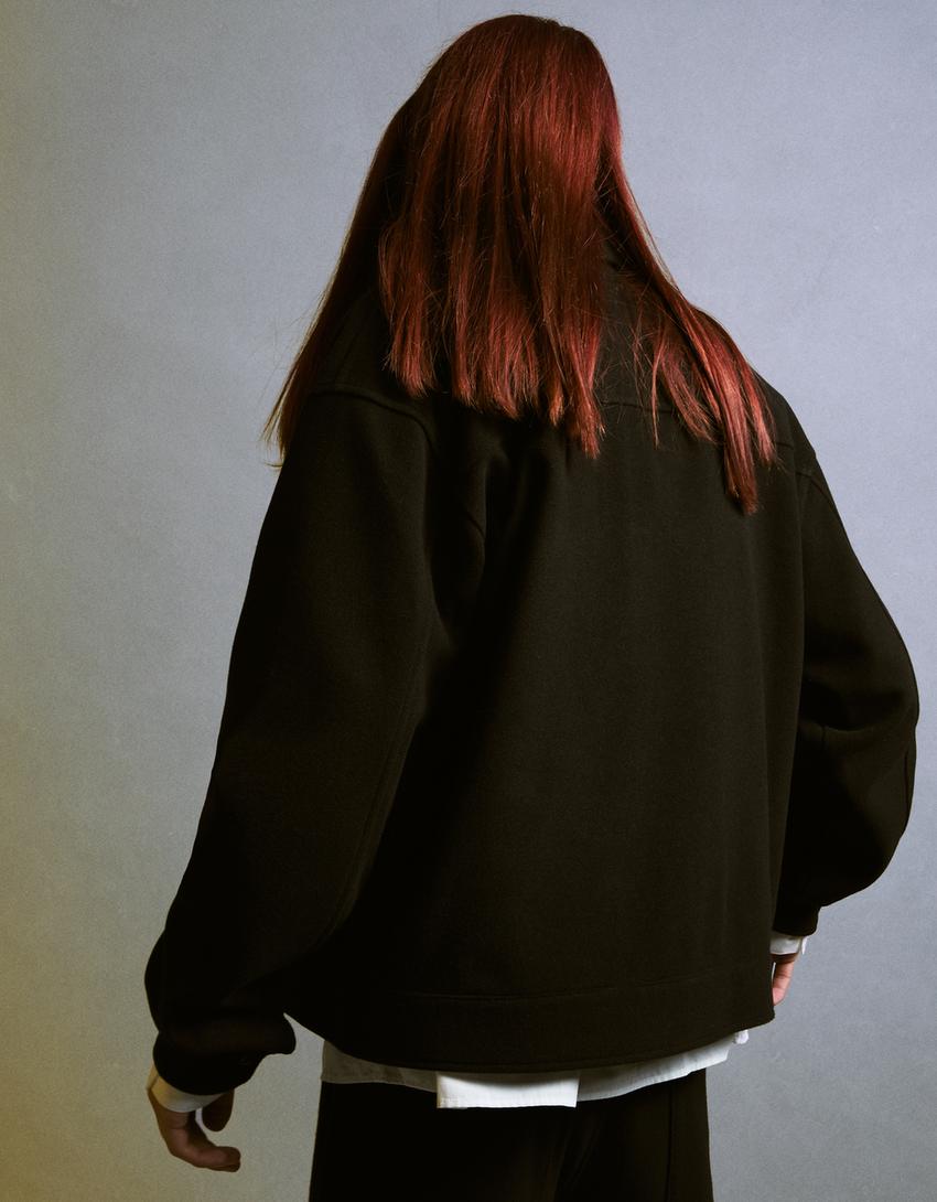 Sobrecamisa boxy cremallera-Negro