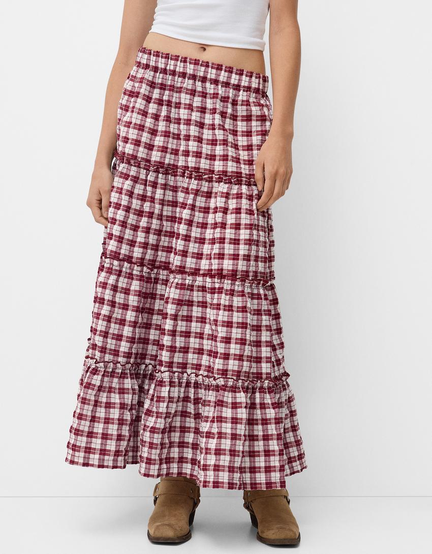 تنورة ميدي مربعات-عقيقي-1