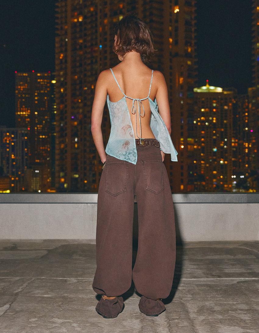 Jean baggy barrel-Marron-0