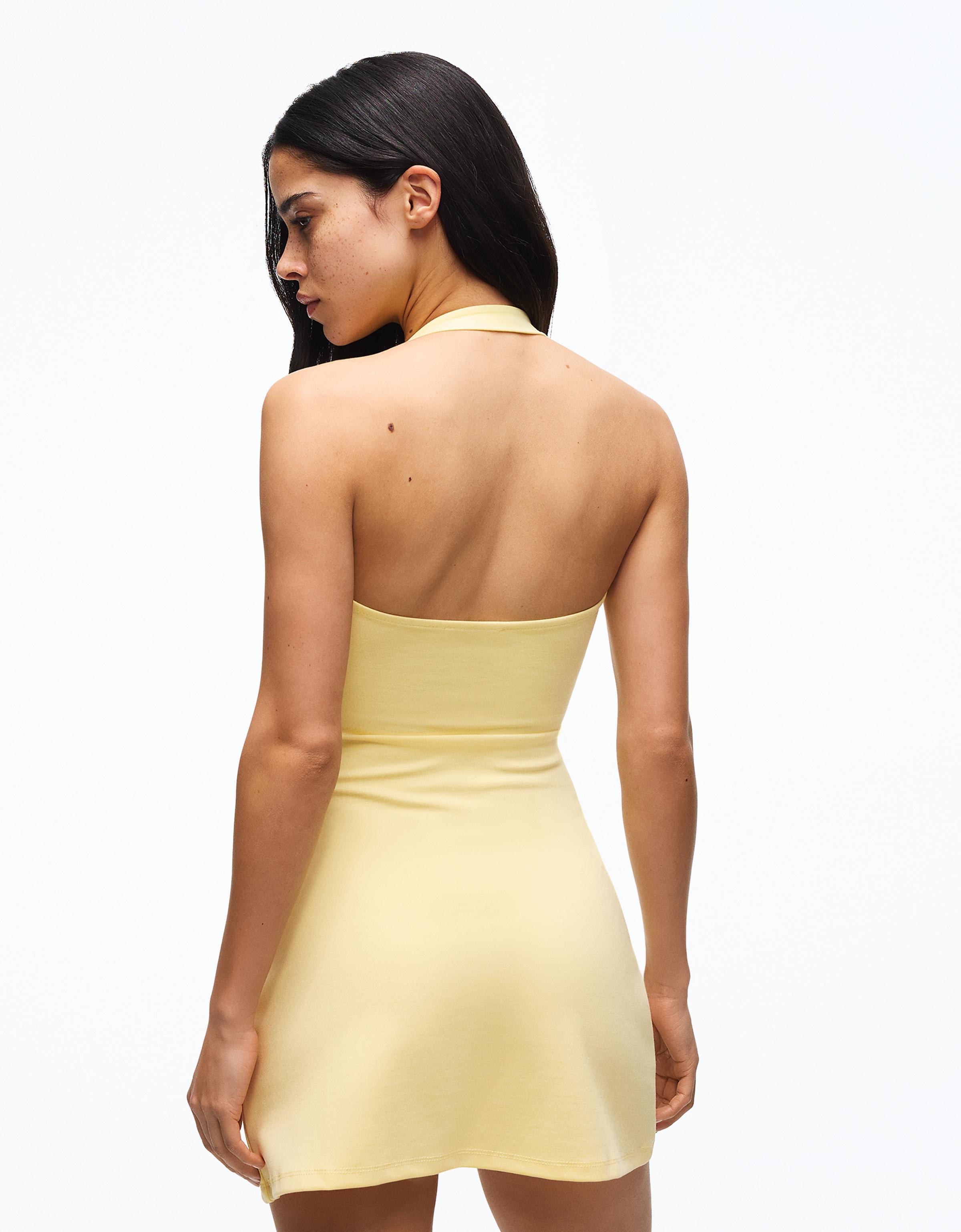 Mini halter neck dress — Yellow
