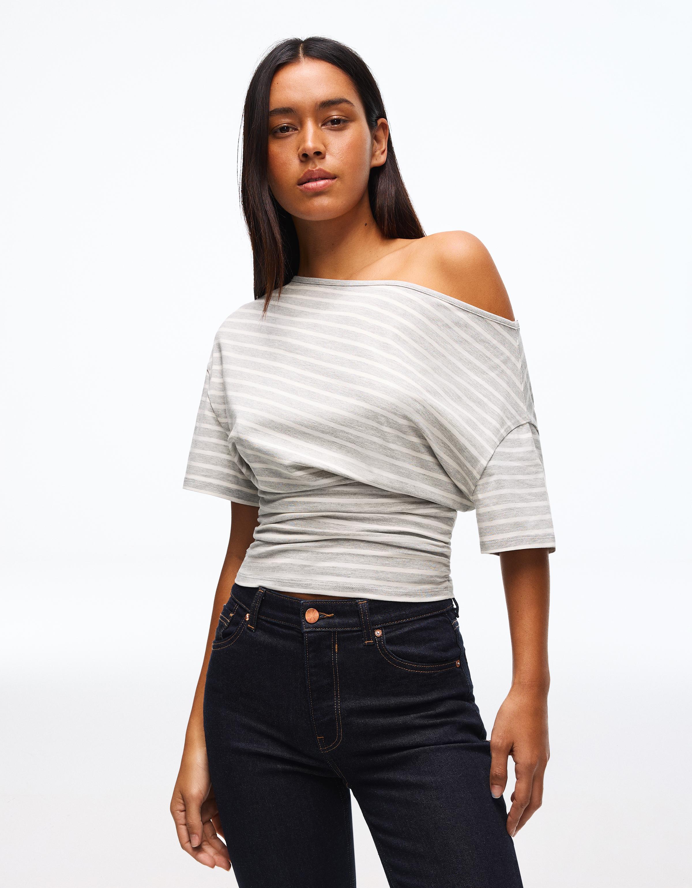 Asimetrik kısa kollu tişört - Görsel 64