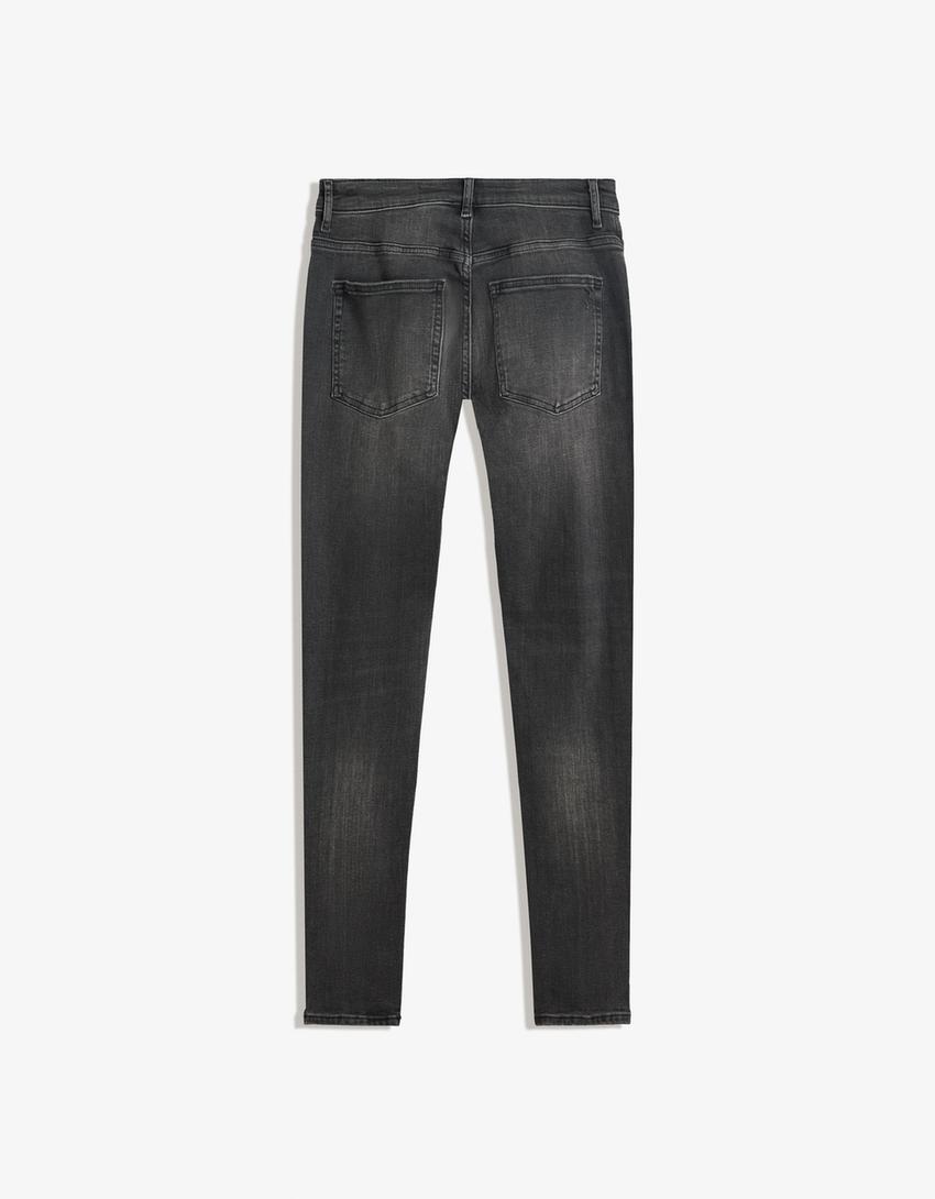 Blugi super skinny fit rupți-Negru