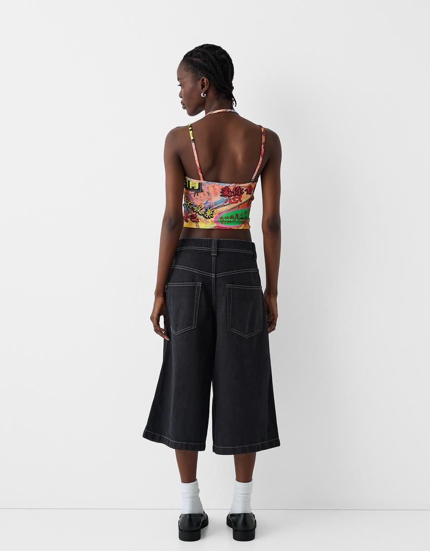 Strappy anime top-Black-1