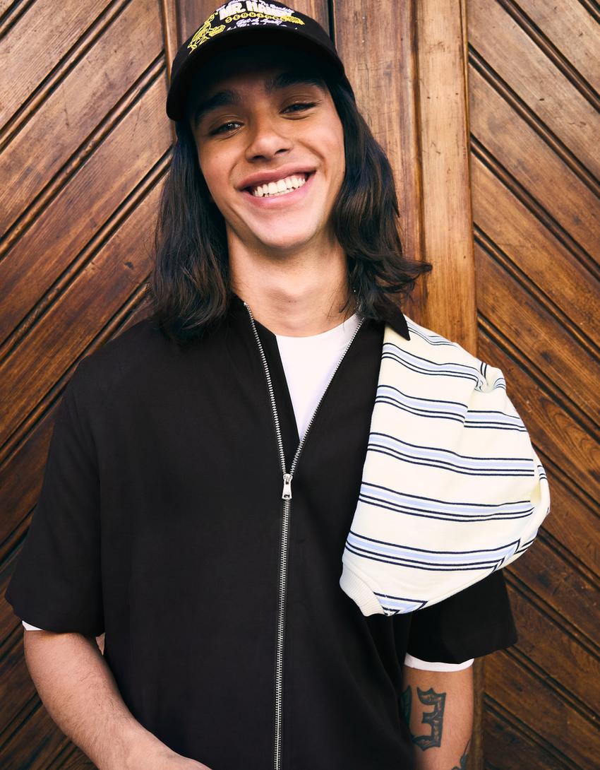 Fluid boxy short sleeve shirt-Black