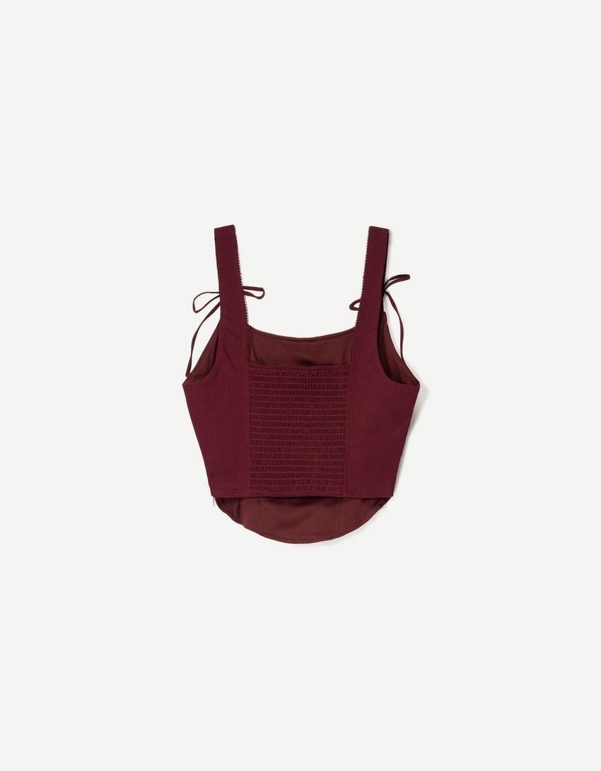 Corset top with bows-Maroon