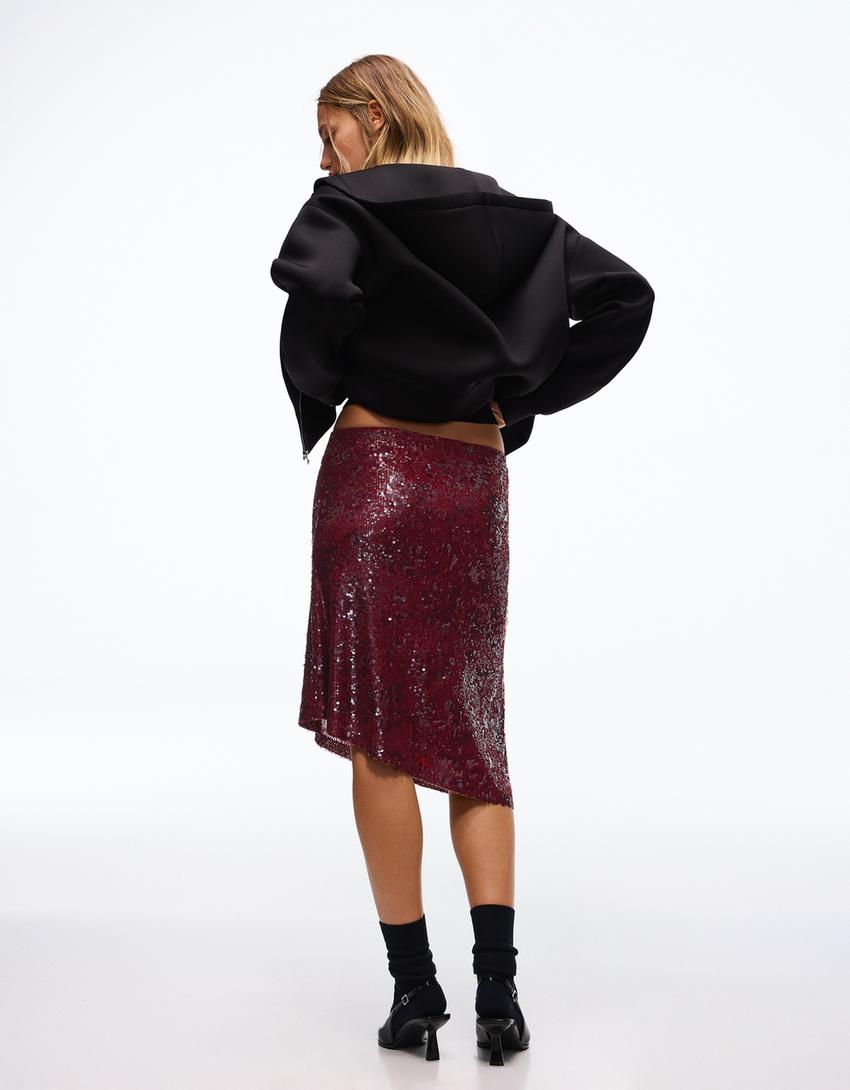 تنورة متوسطة الطول غير متماثلة بترتر-Bordo