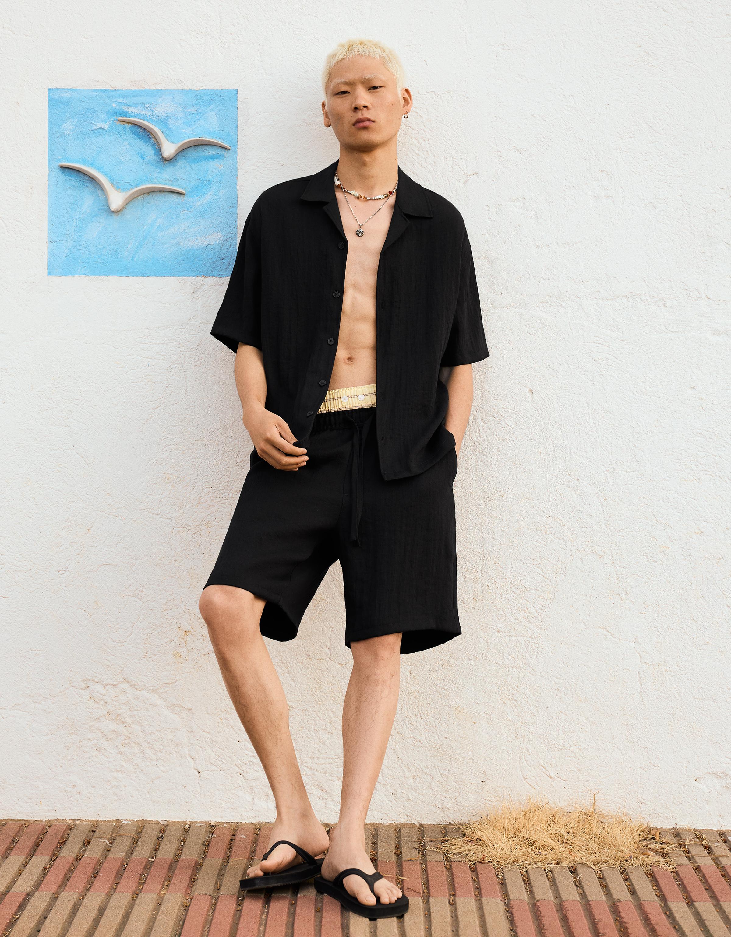 Rustic jogger Bermuda shorts — Black