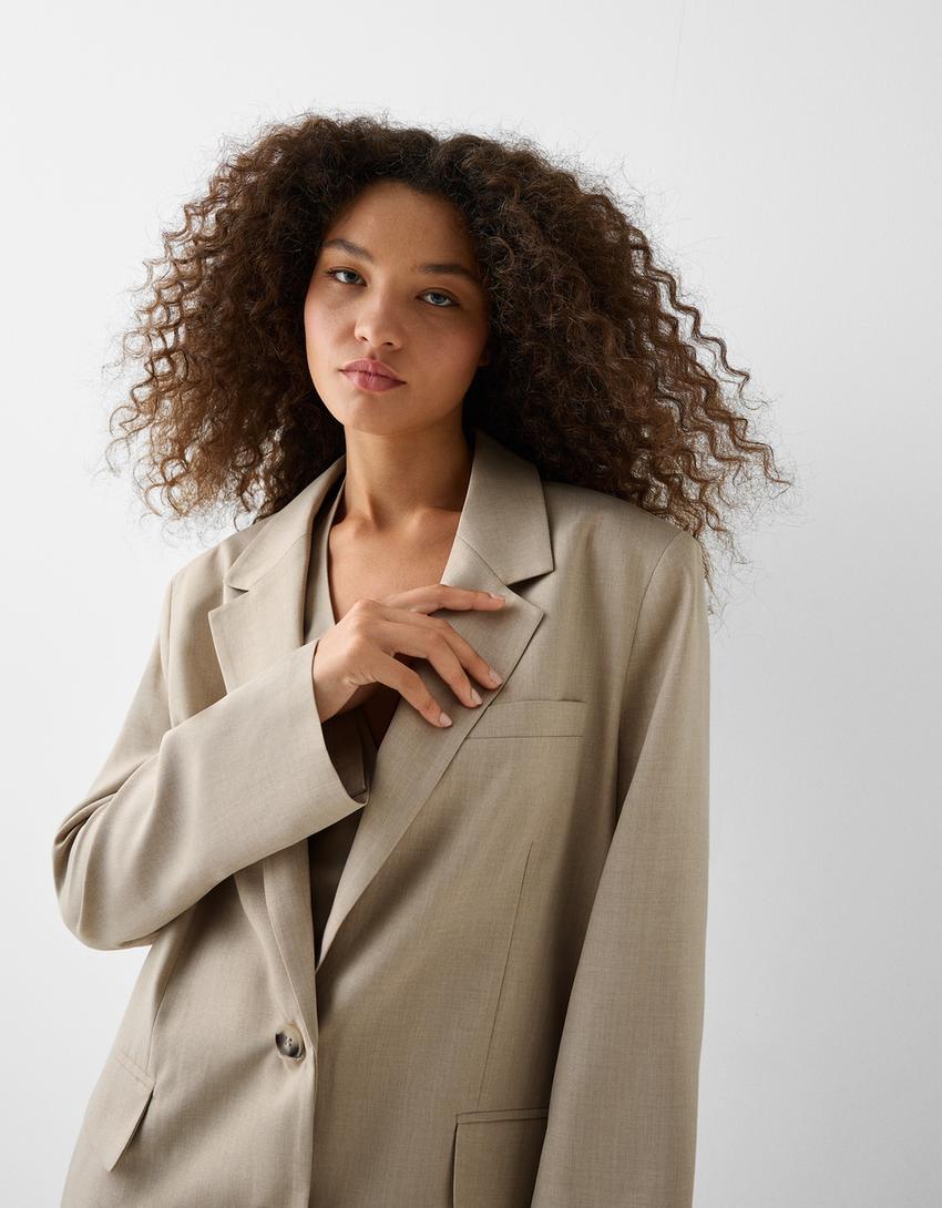 Relaxed-fit masculine blazer-Camel-2