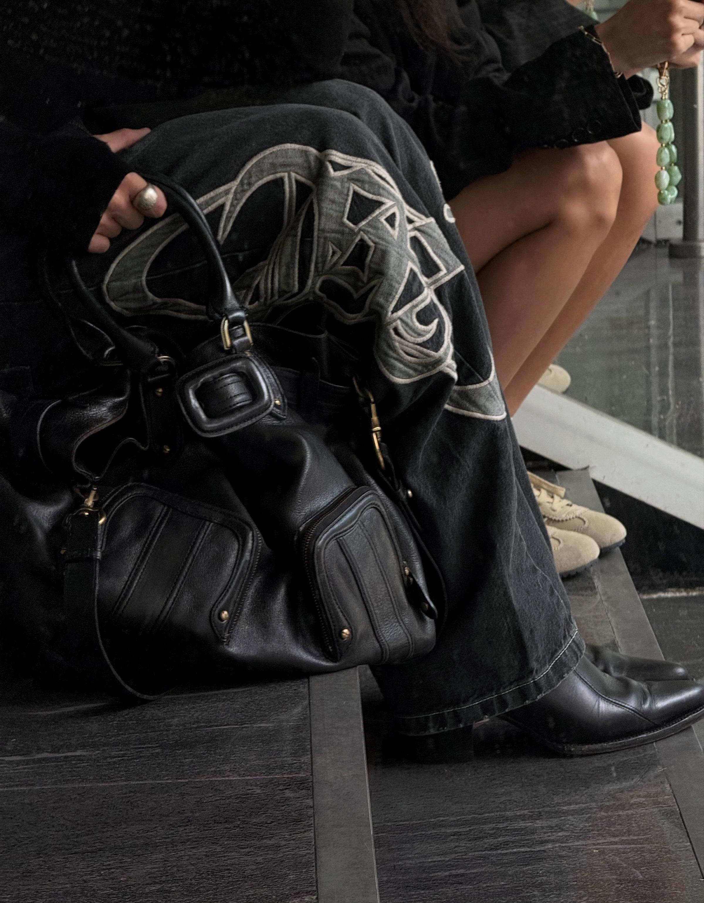 Super baggy jeans with side patches — Black