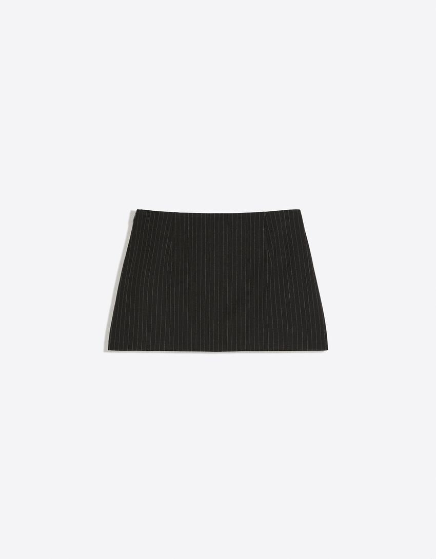 Button mini skirt-White / Black