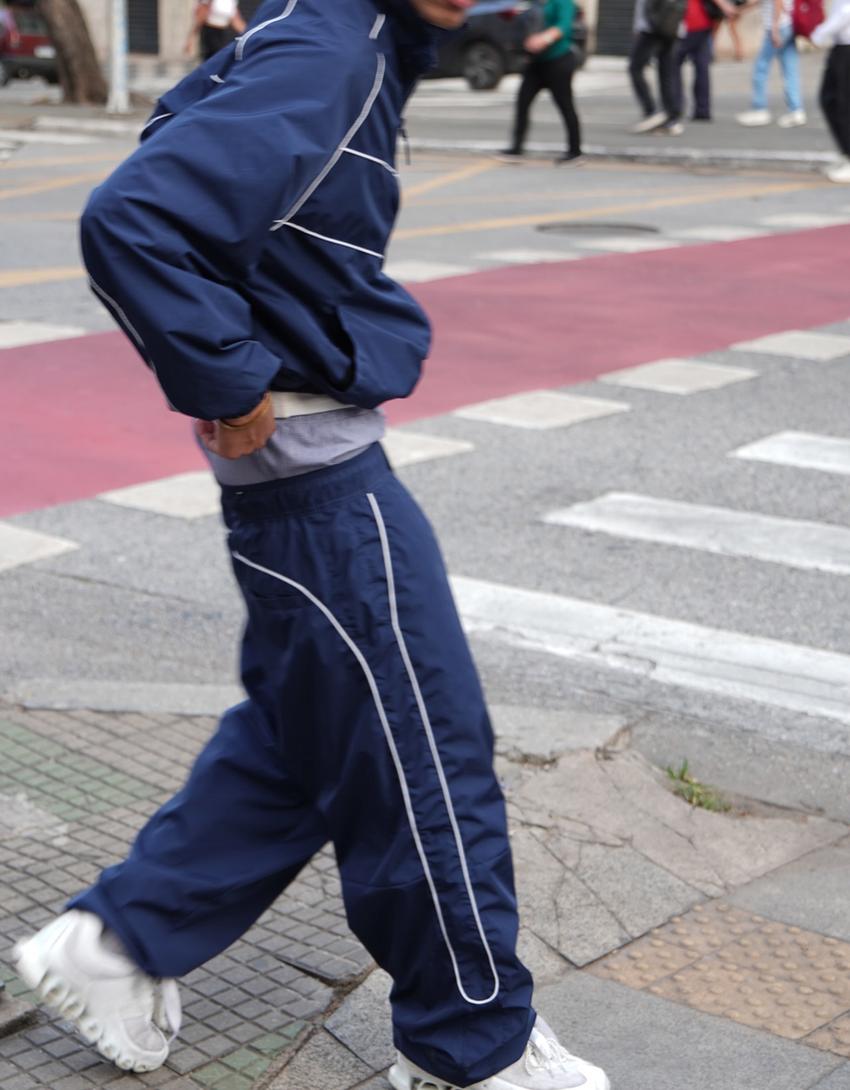 Super baggy technical trousers-Navy