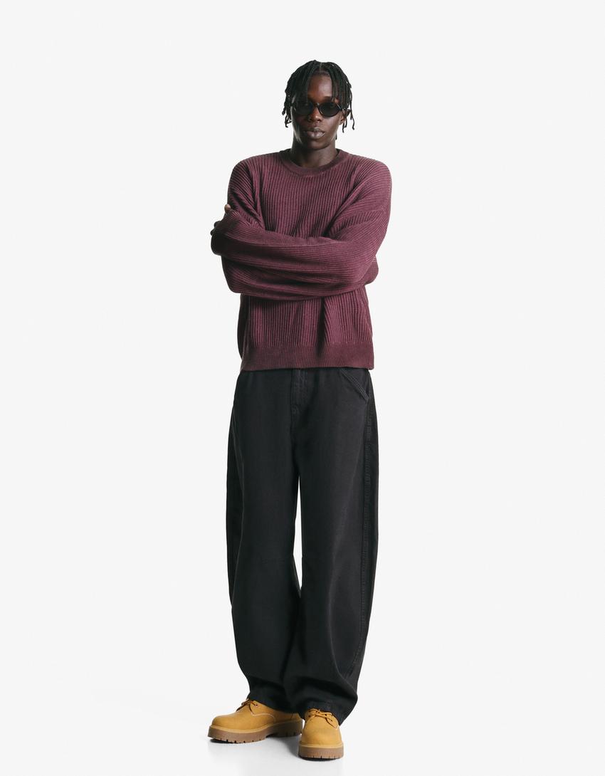 Boxy fit sweater-Burgundy