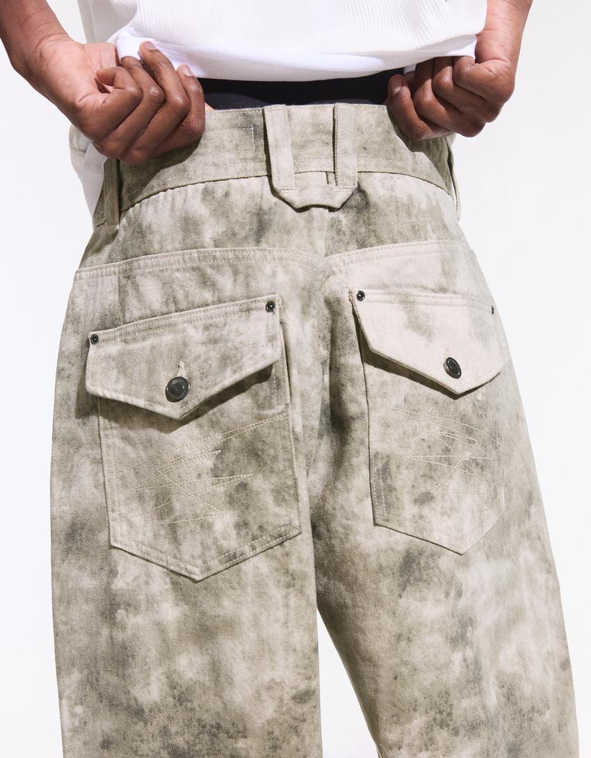 Pantalon super baggy fit imprimé-Vert