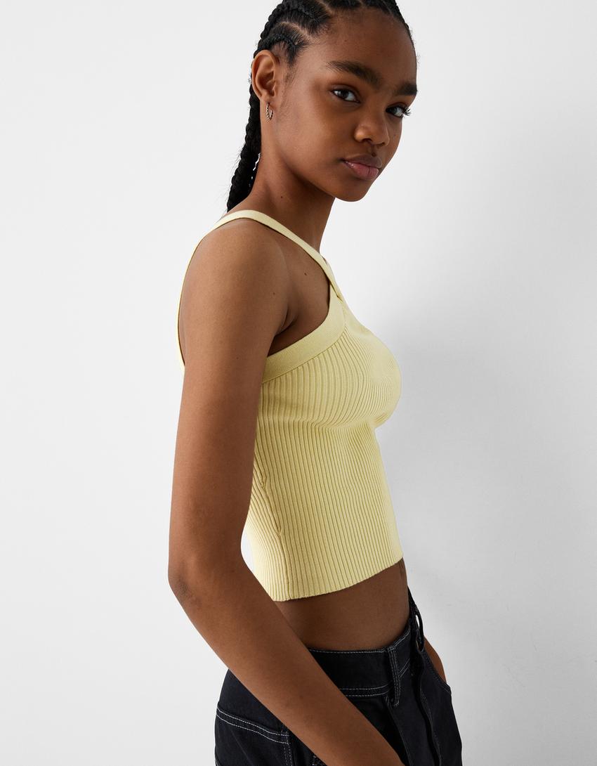 Viscose halterneck top-Green-2