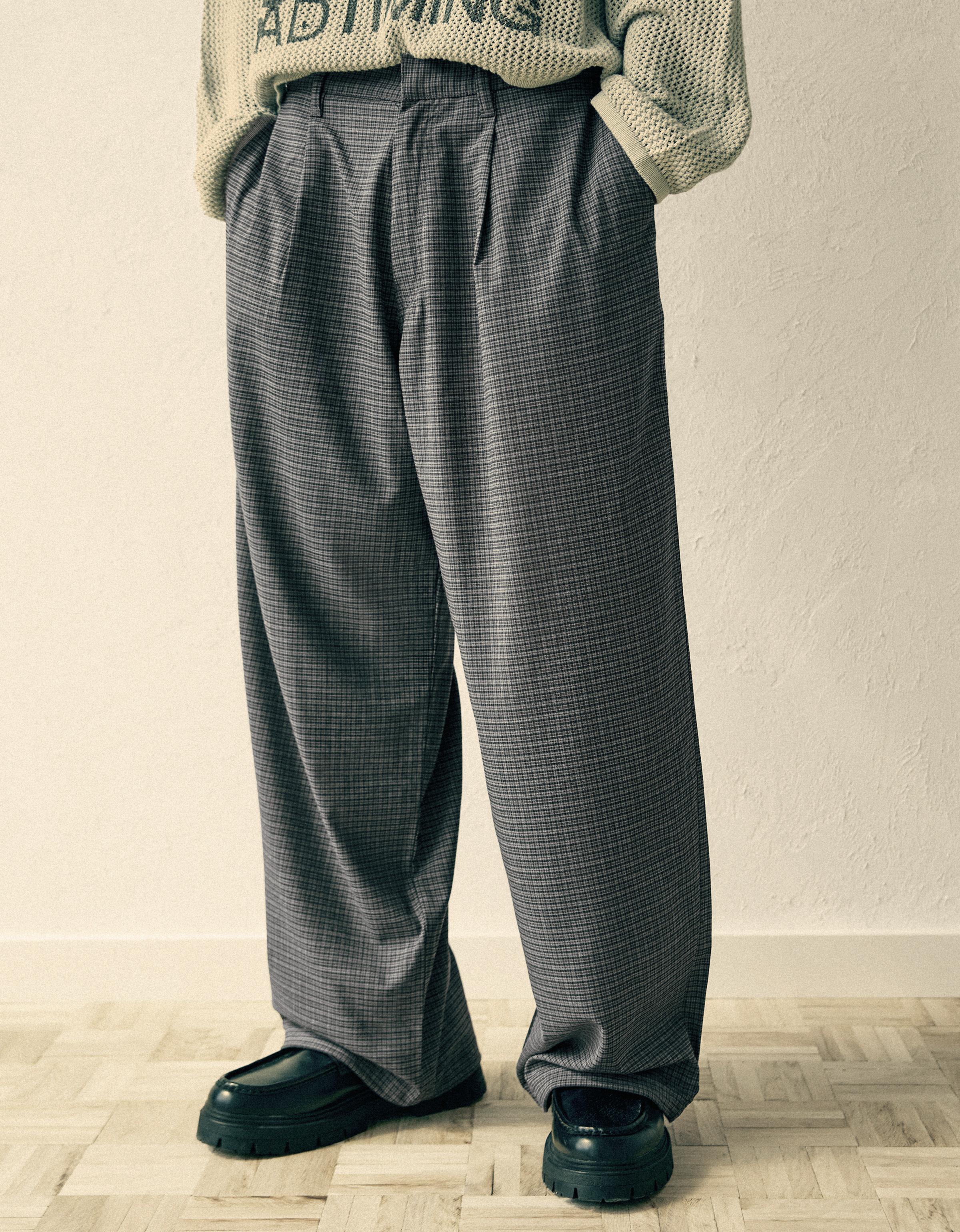 Baggy checked trousers — Mixed gray