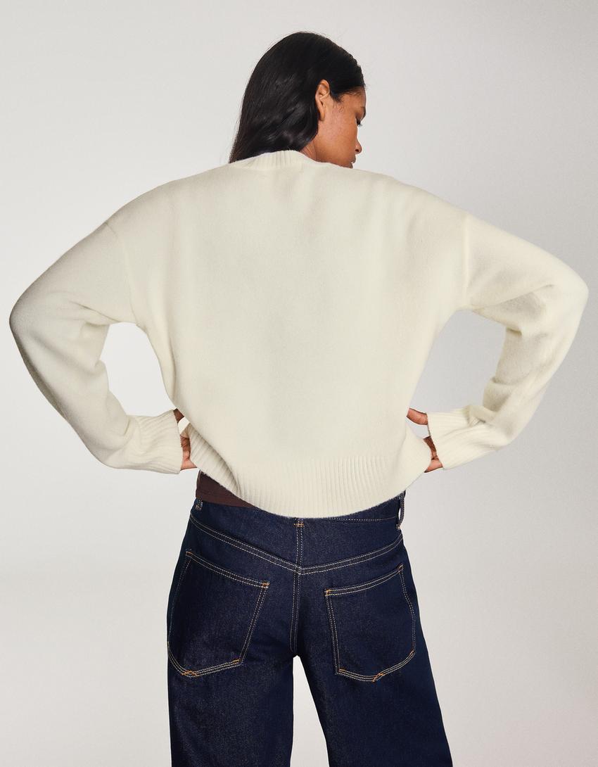 Pullover mit Rundausschnitt-Rohweiß