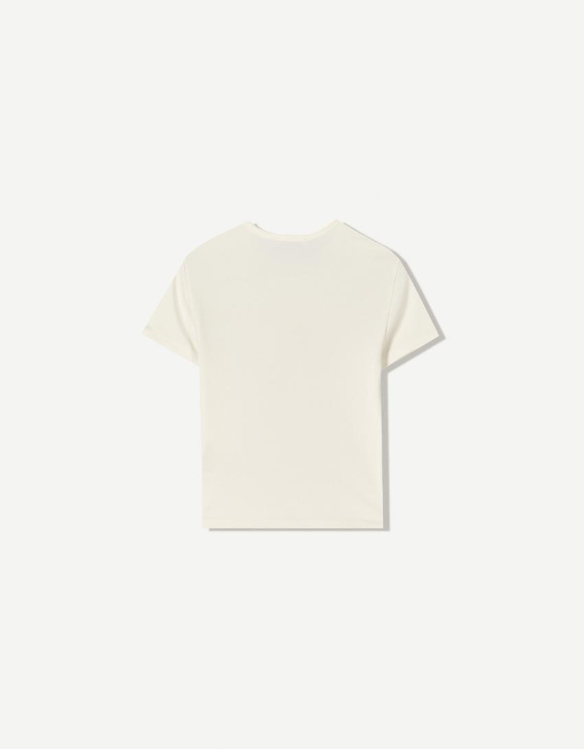 Short sleeve T-shirt with print-Cream-4