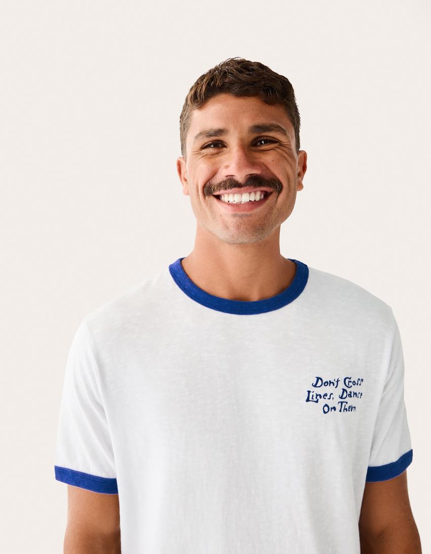 Camiseta manga corta contraste-Azul