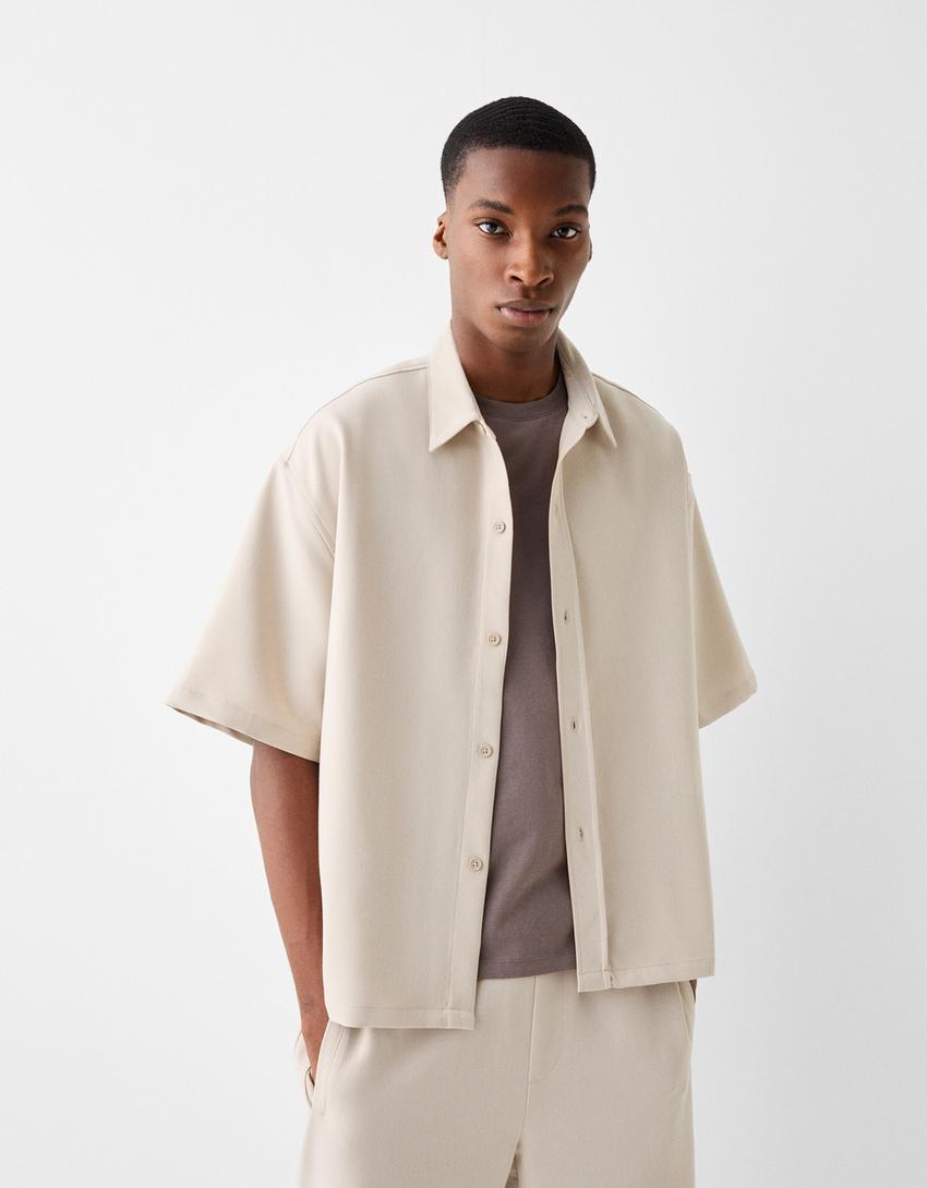 Tailored shirt and trousers set-Sand-1