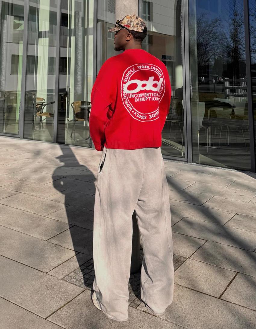 Жакардовий светр із принтом-Червоний