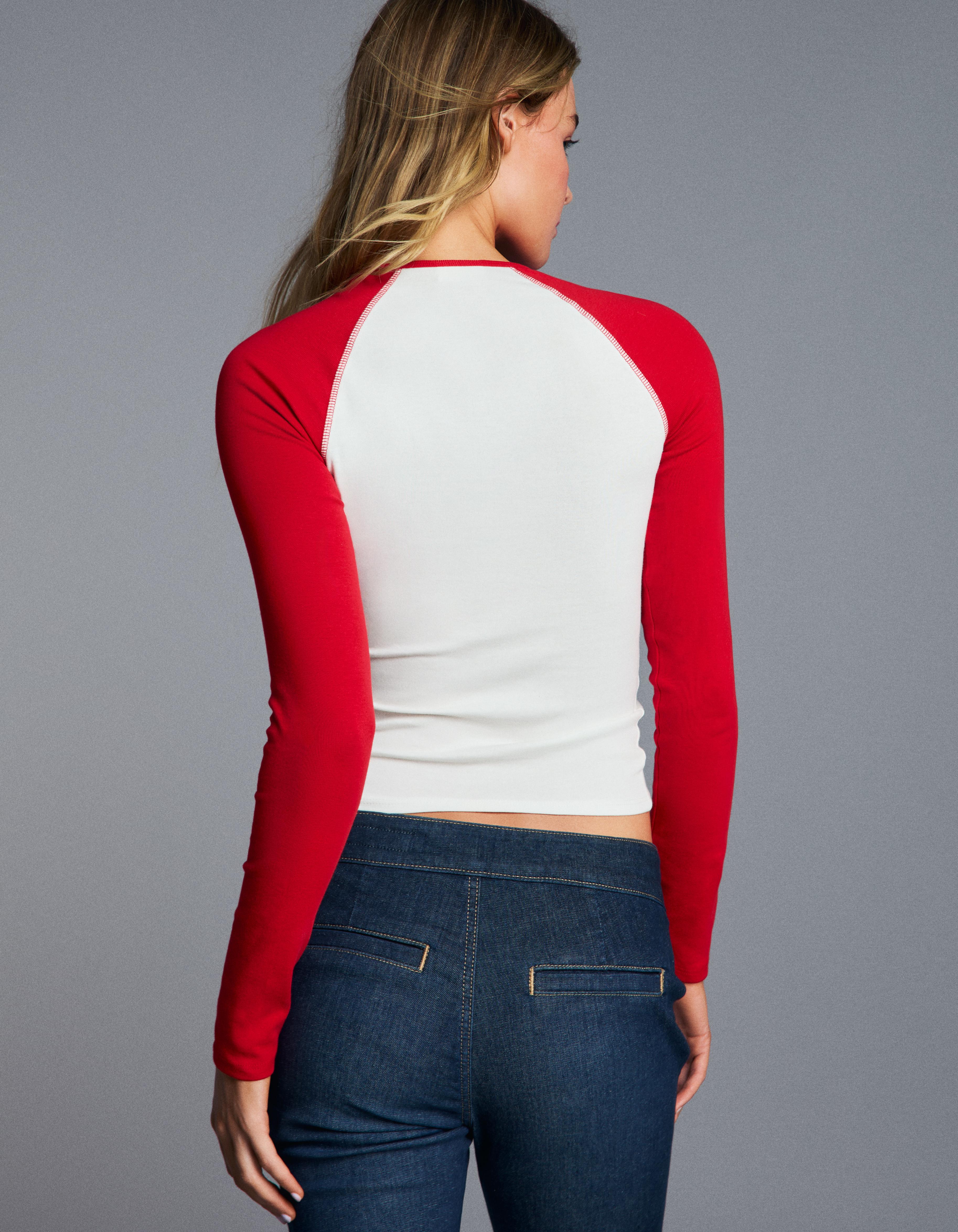 Long sleeve raglan T-shirt — Red