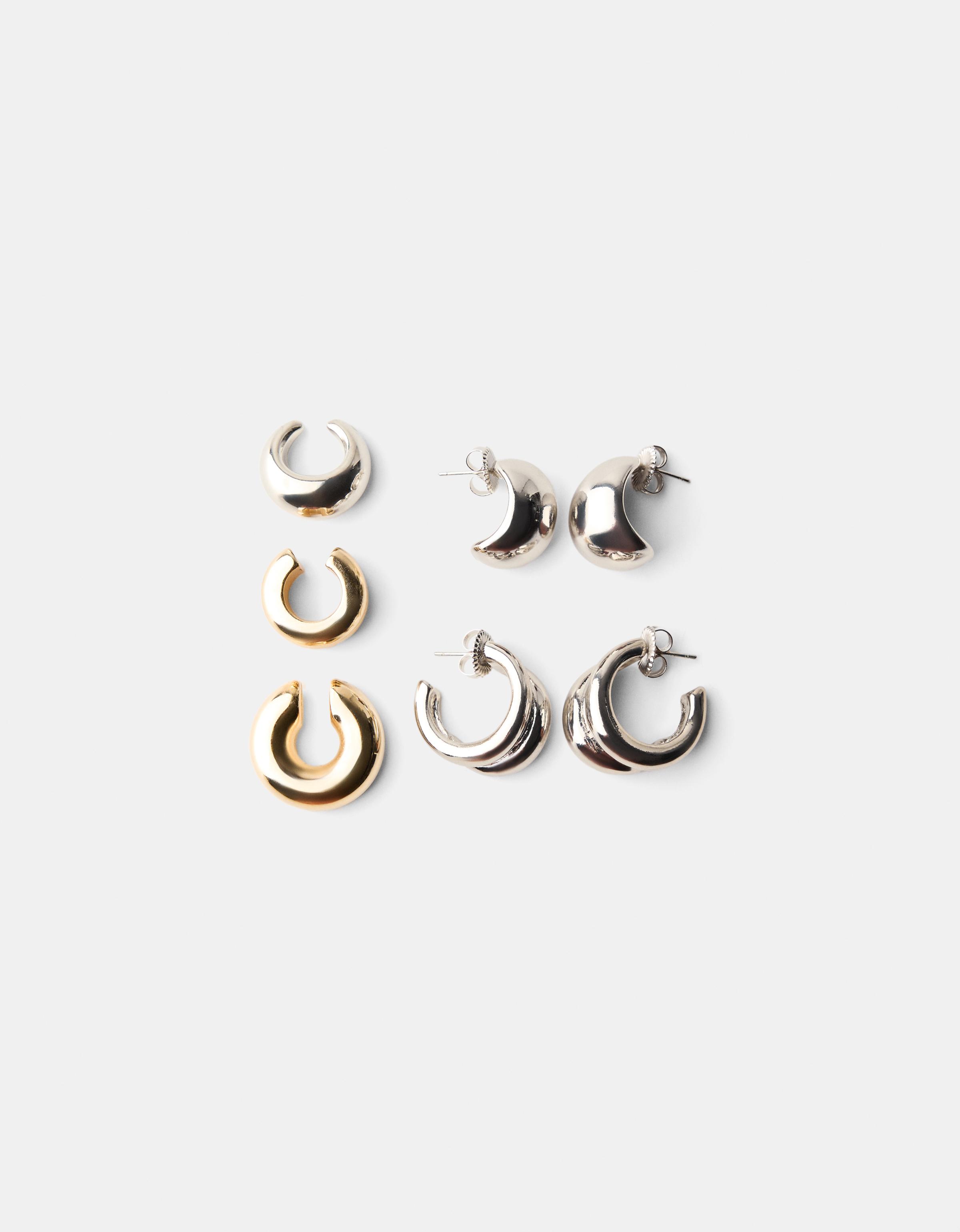 Bershka 5er-Pack Earcuff-Ohrringe Signature Edition Damen Silber