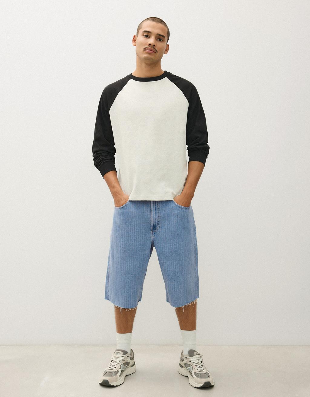 Bershka Check teksturalı Bermuda şortu