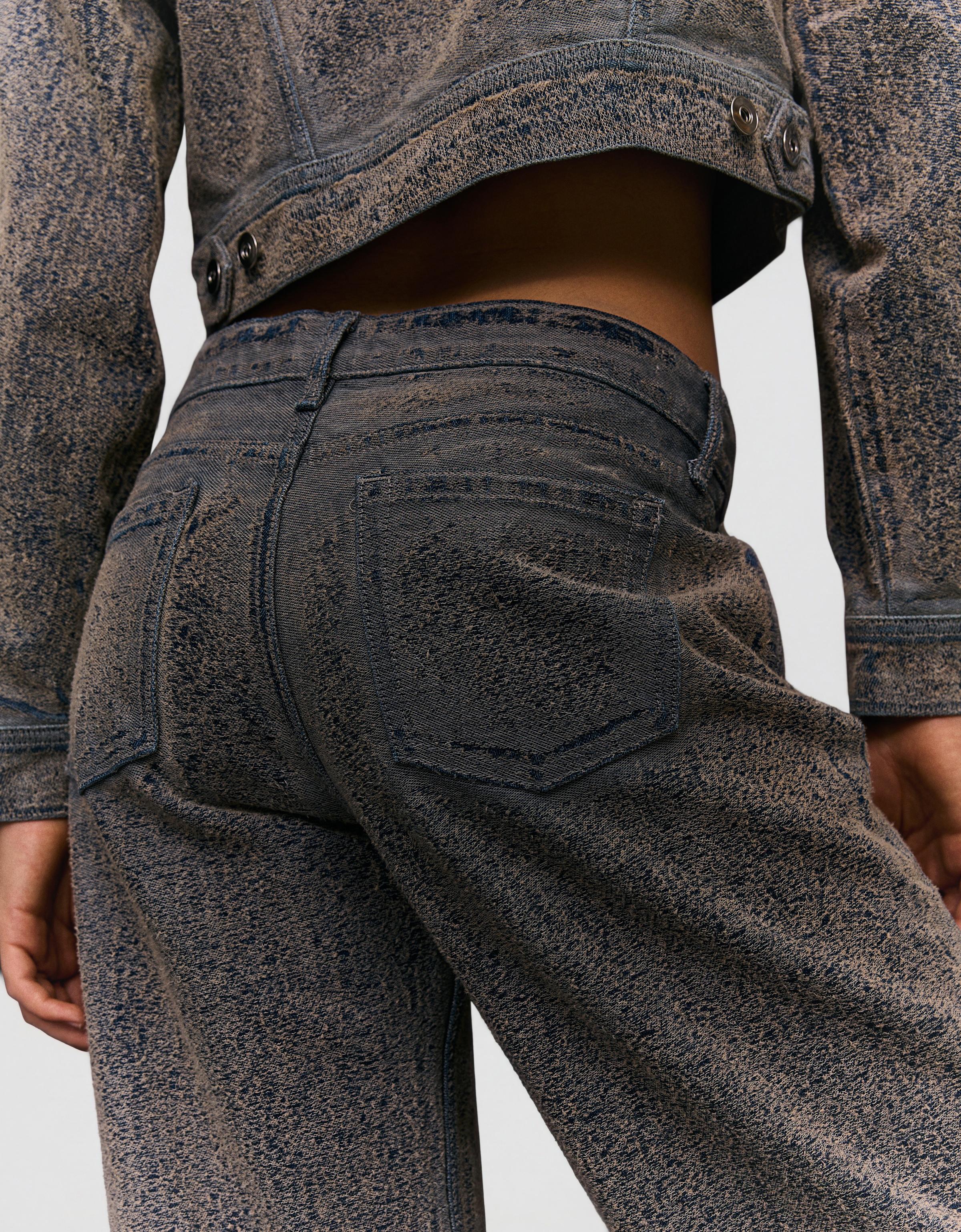 Dokulu düşük bel straight fit jean - Görsel 30