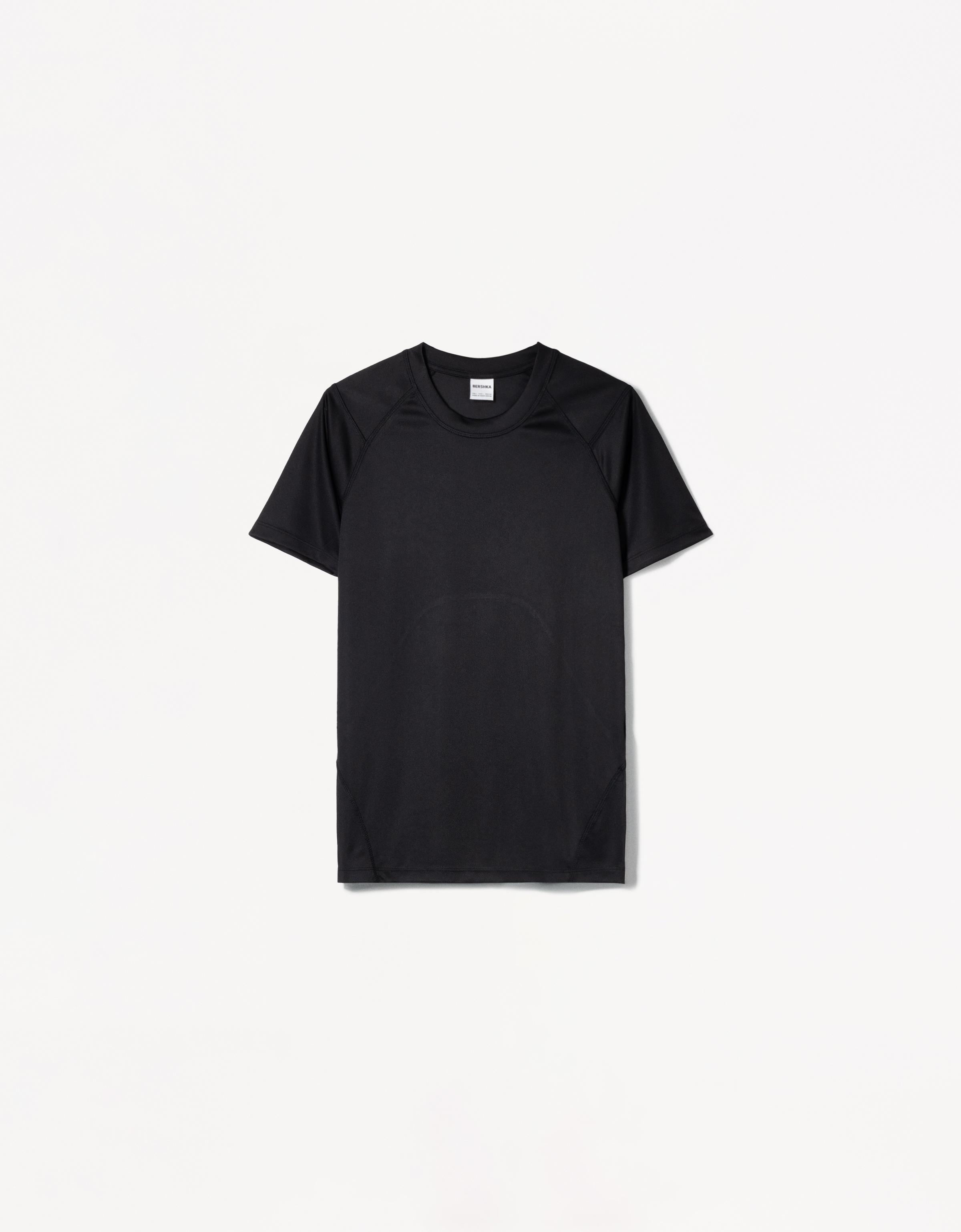 Bershka T-Shirt Im Slim-Fit Mit Kurzen Ärmeln Herren Xl Schwarz