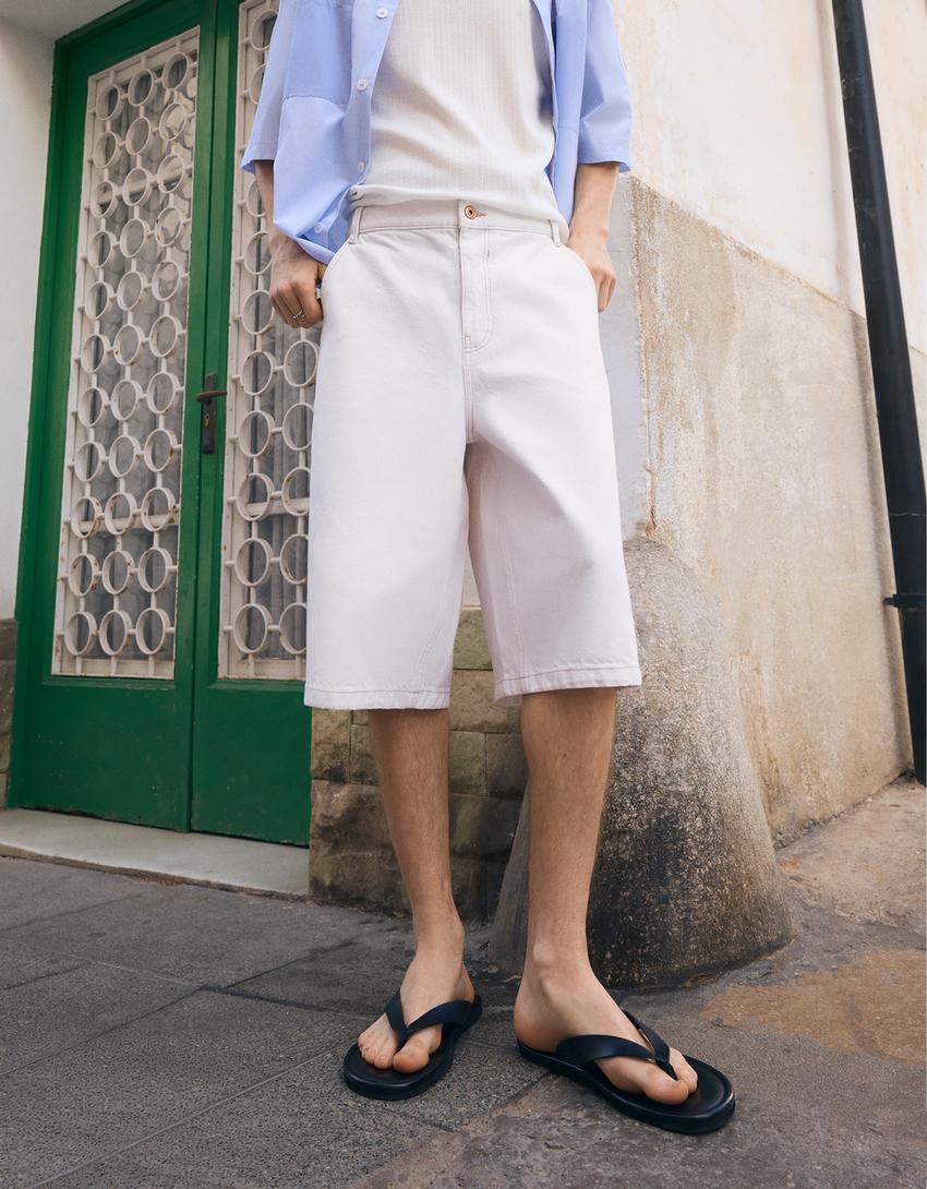 Bermuda jean skater-Blanc