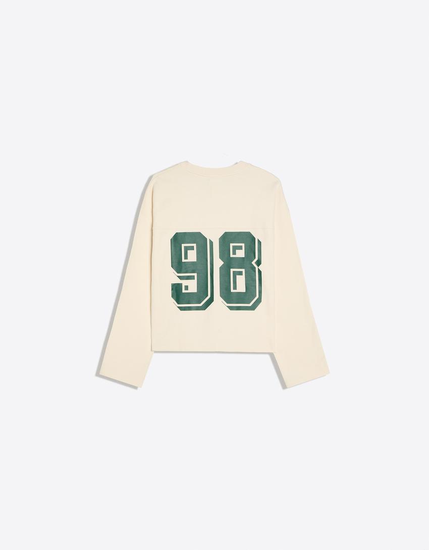 Moletom gola redonda estampado-Off-white