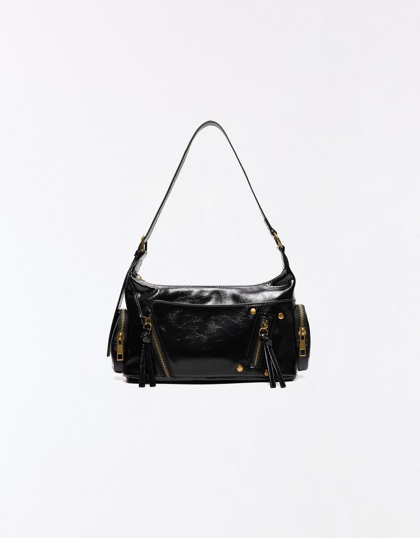 Mini borsa cerniere-Nero