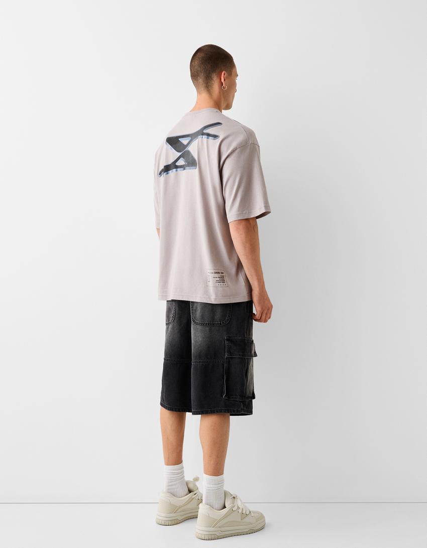 Camiseta Saiko manga curta oversize-Pedra-1