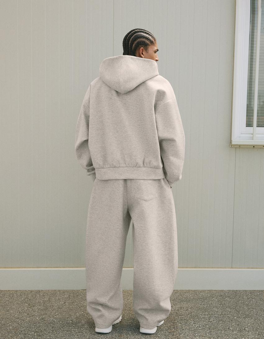 Balloon fit cloth pants with darts-Grey