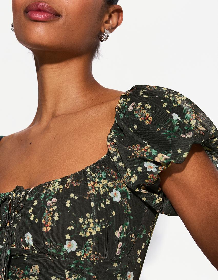 Tüll-Midikleid-Grün