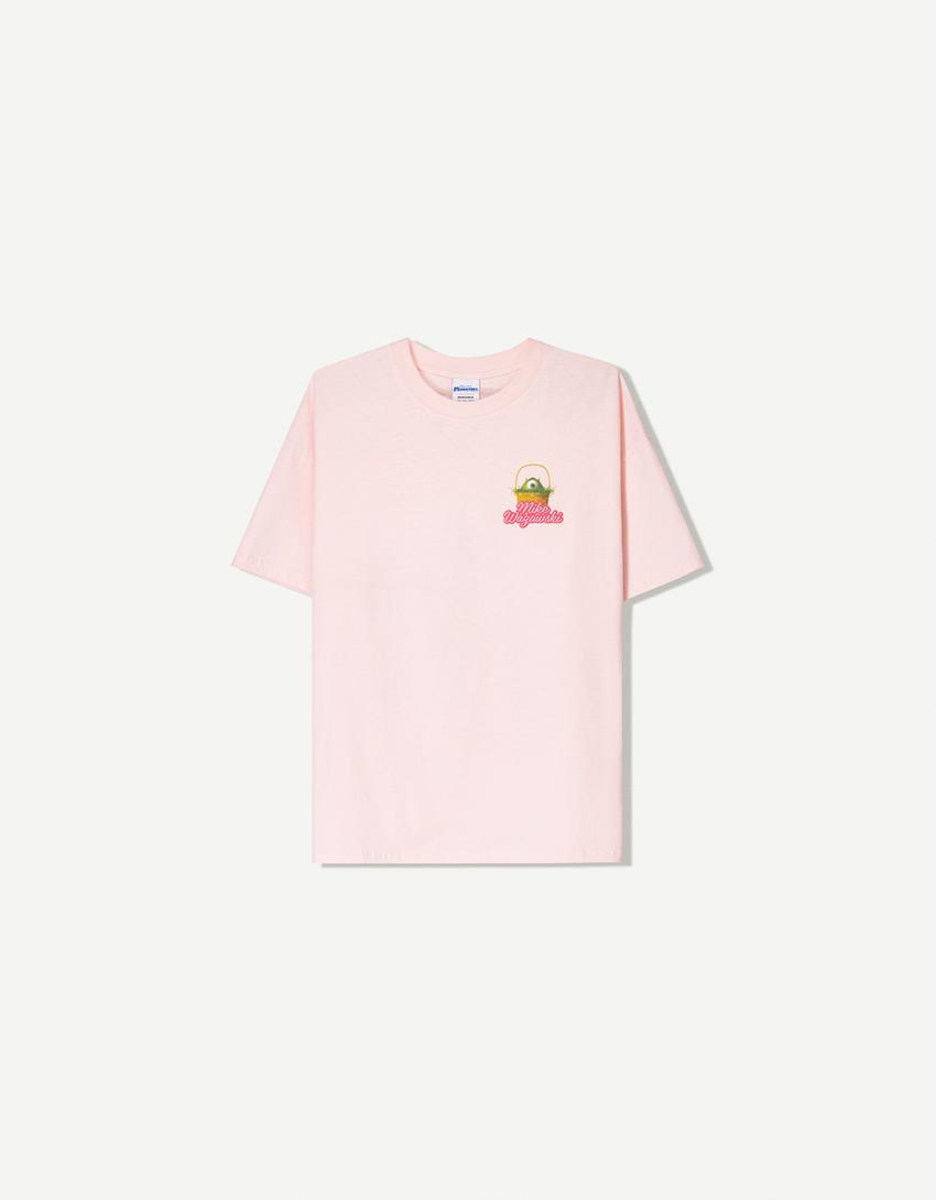 Monsters, Inc. print short sleeve T-shirt-Pink-3