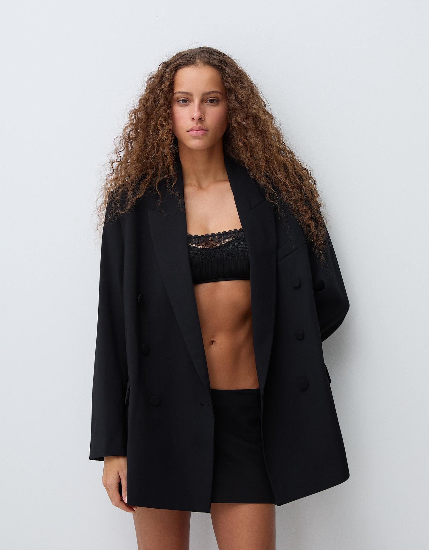 Bershka Oversize-Blazer Damen M Schwarz günstig online kaufen