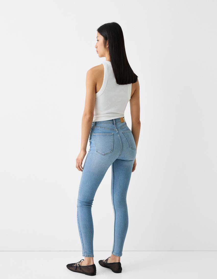 Süper yüksek bel skinny fit jean-Açık mavi-2