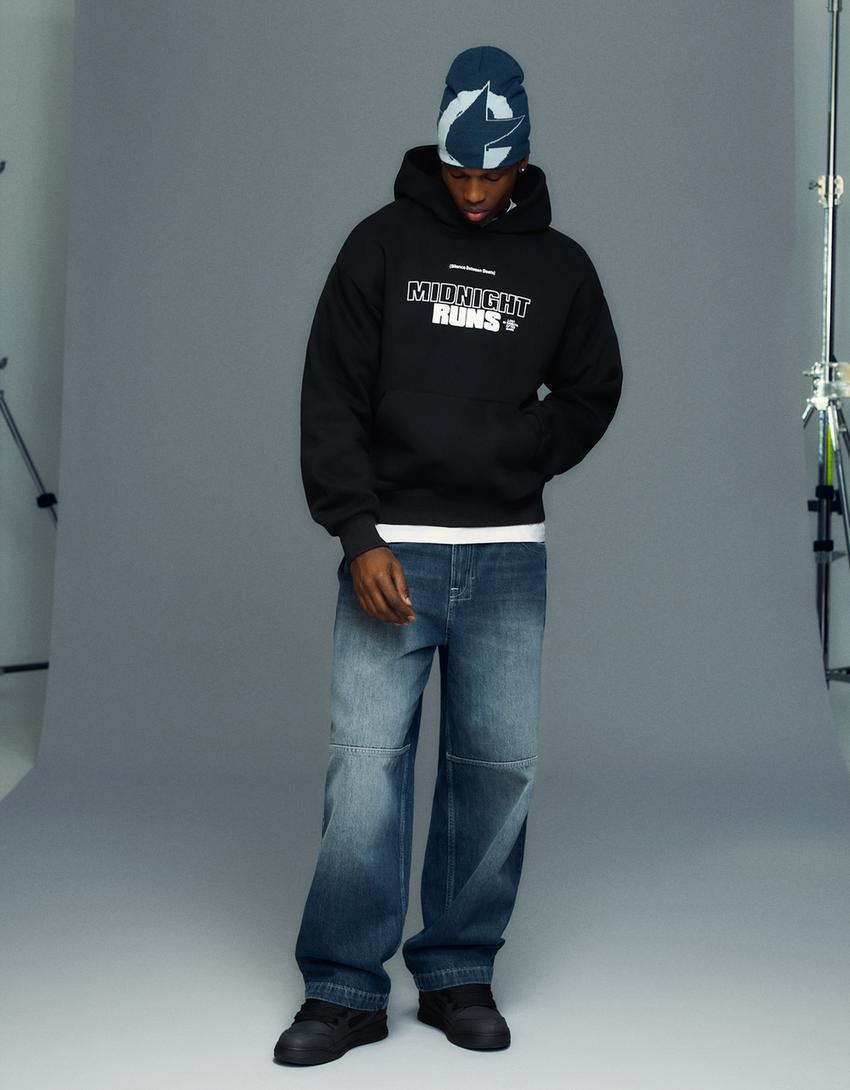 Printed hoodie-Black