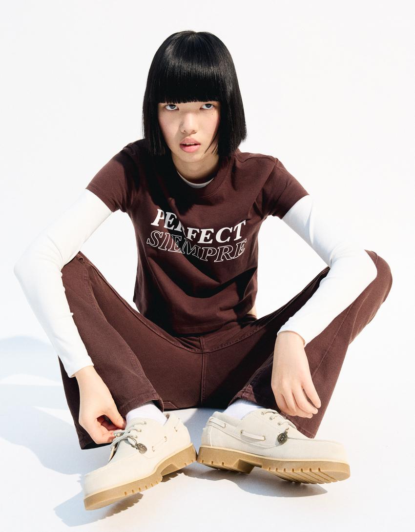 Low-rise boot-cut jeans-Brown-1