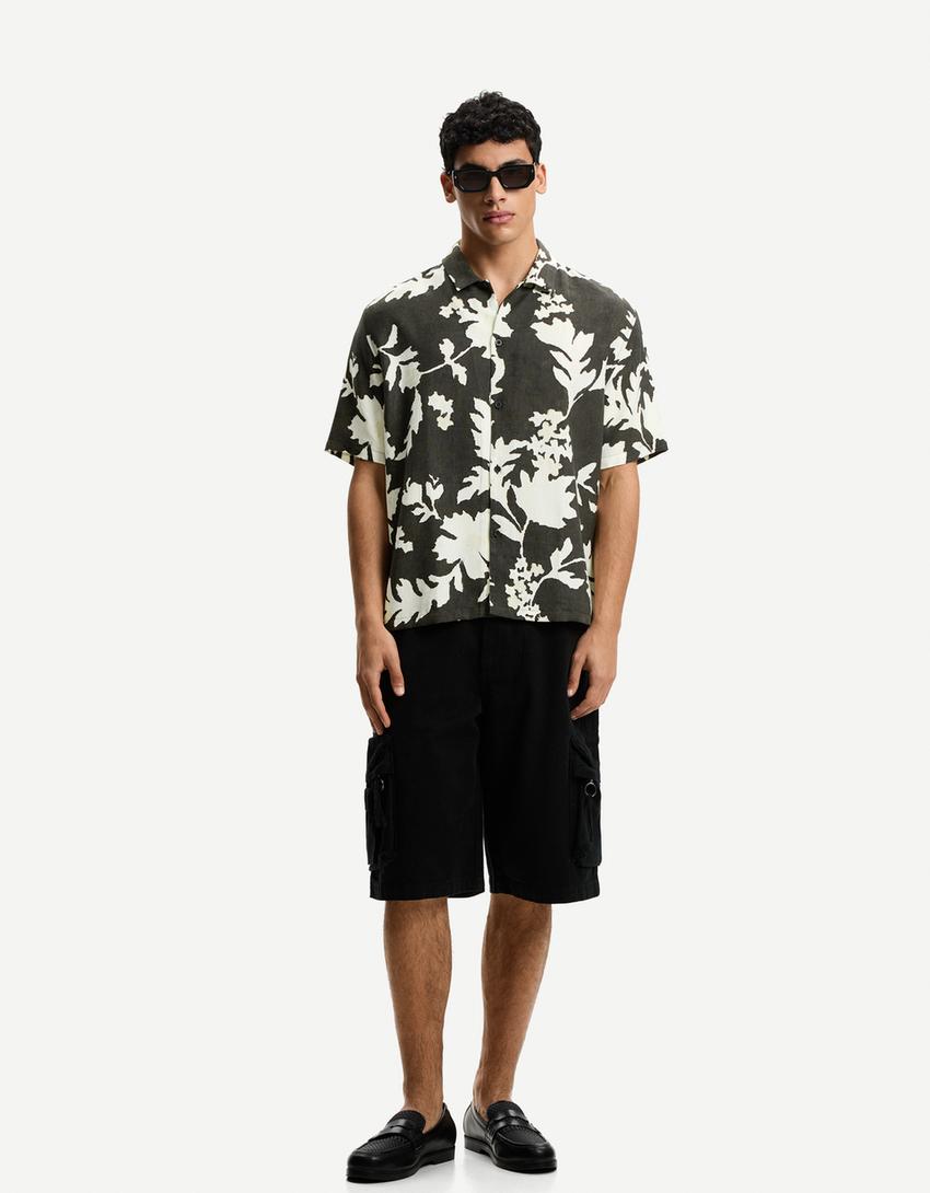 Camisa manga corta print-Negro
