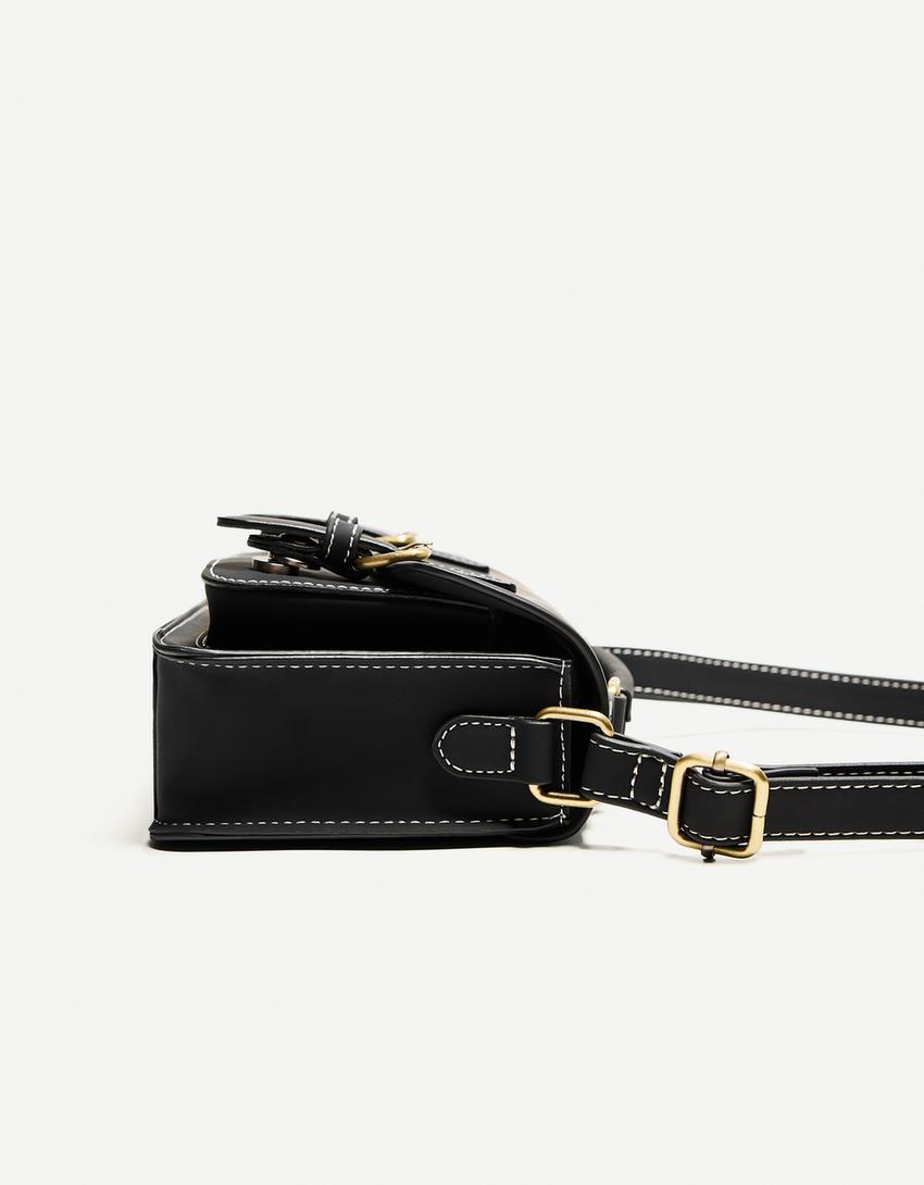 Crossbody bag with topstitching