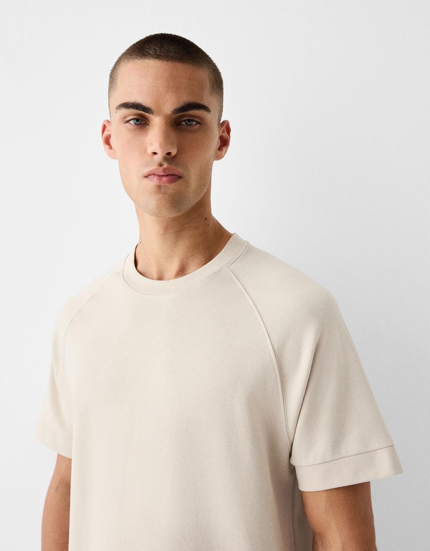Interlock T-shirt and trousers set-Beige-3