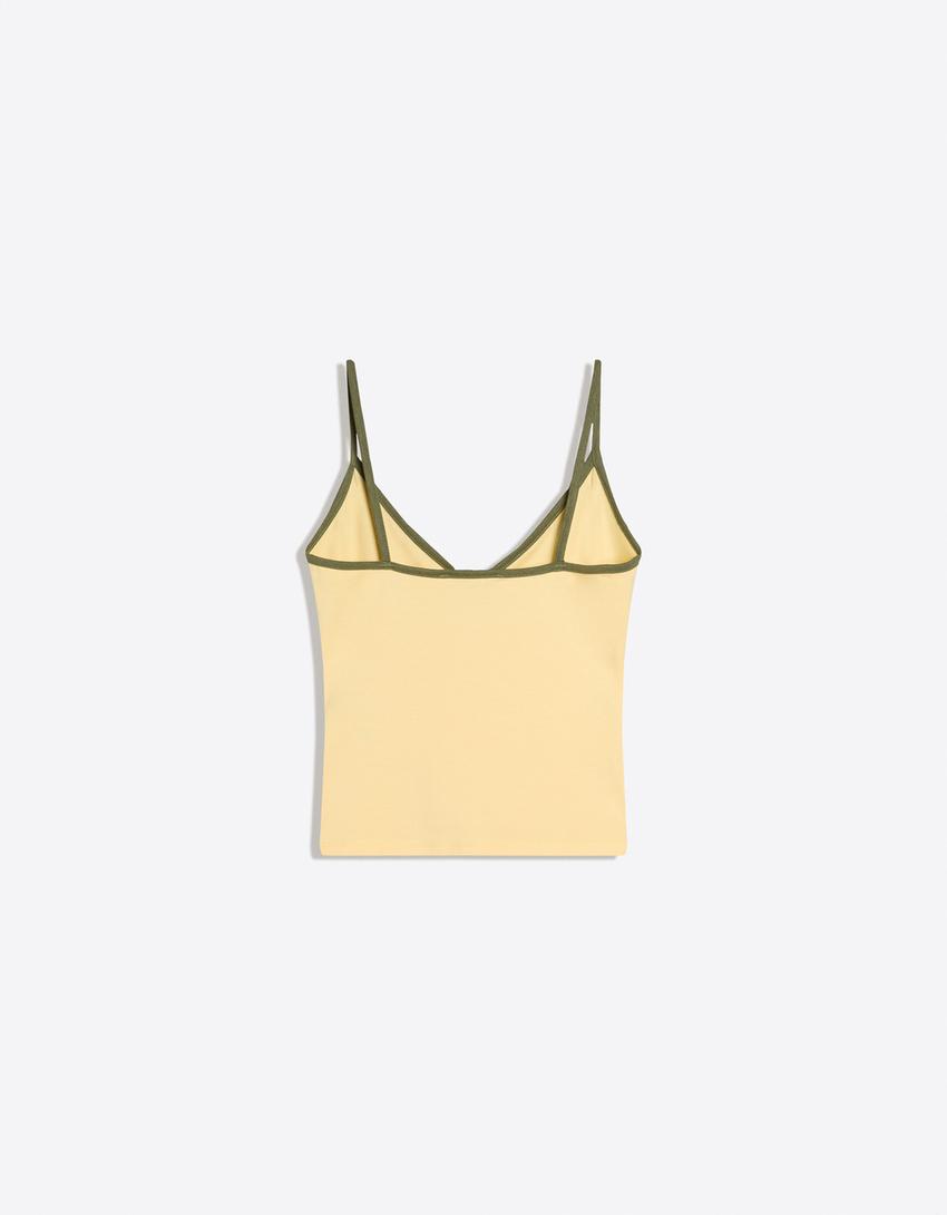 Printed strappy top-Yellow