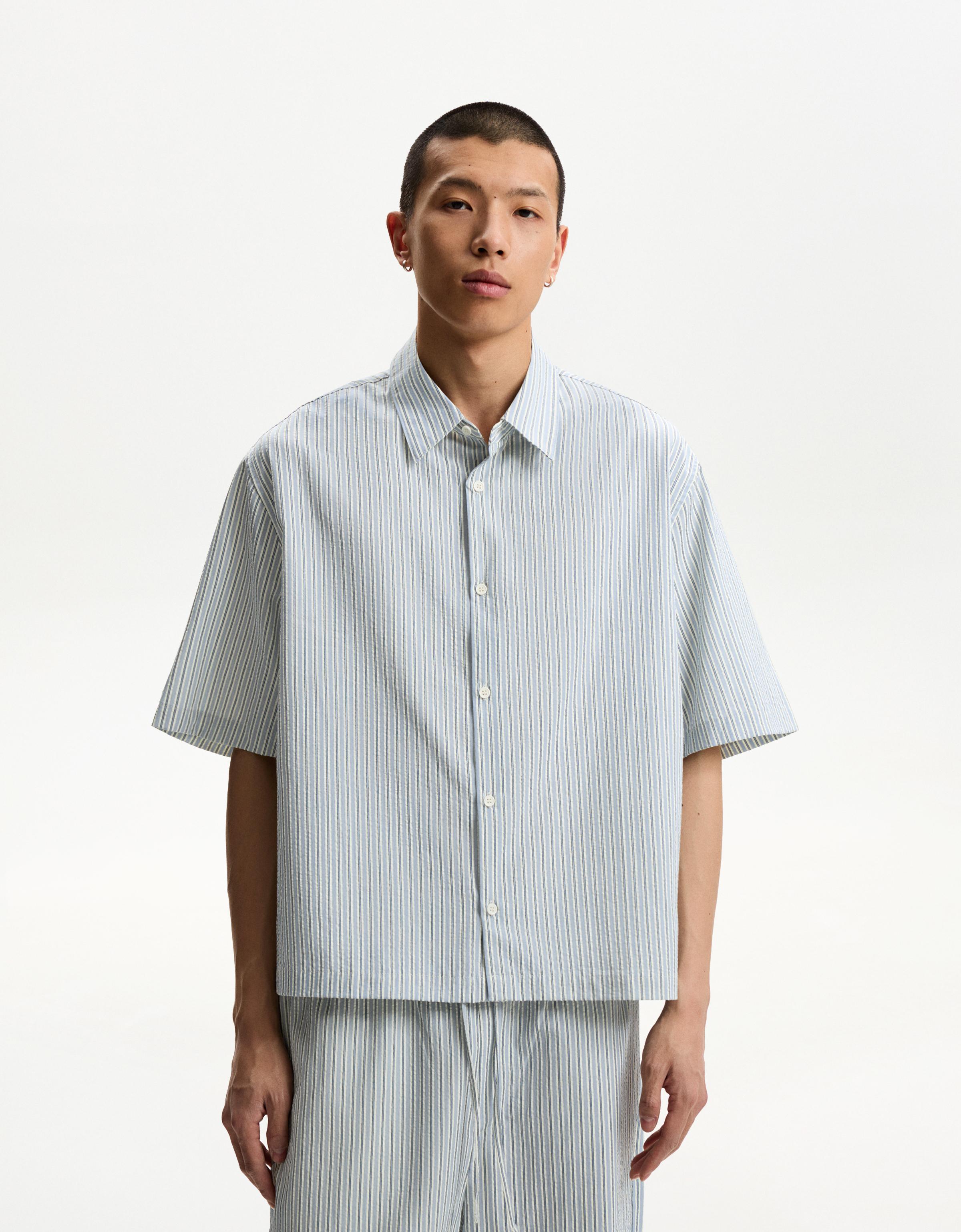 Textured boxy fit short sleeve shirt - Men | Bershka Textured boxy fit short sleeve shirt - Men | Bershka