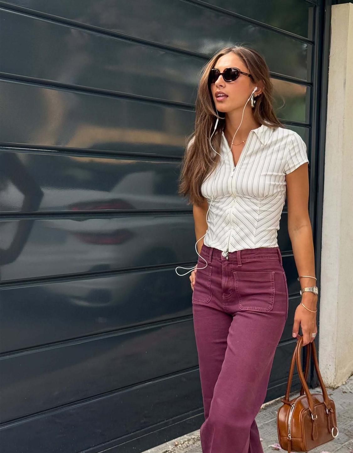 Seamless wide-leg jeans with pockets