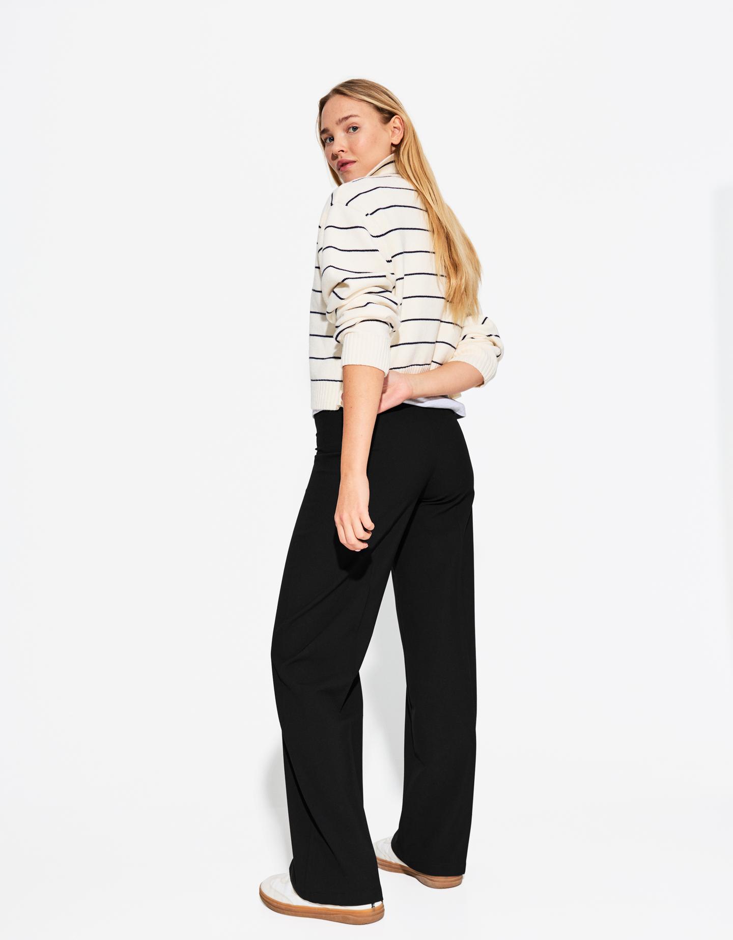 Bershka Wide-Leg Pants Women 04 Black